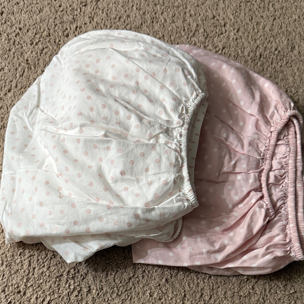 Pink and White Polka Dot Crib Sheets 5/$25 💜